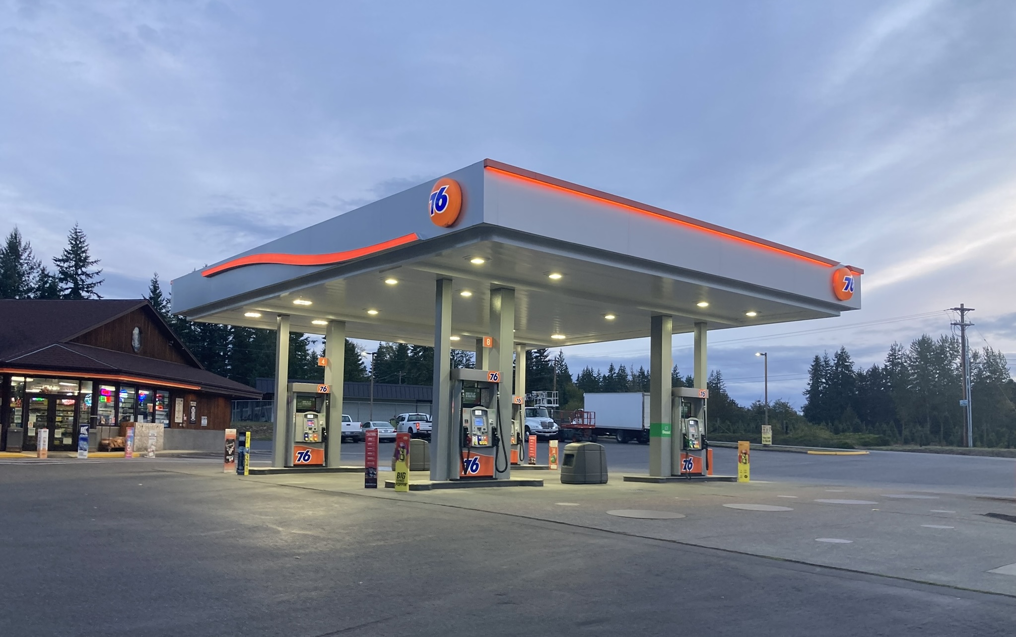 Completed 76 station re-imaging project at dusk